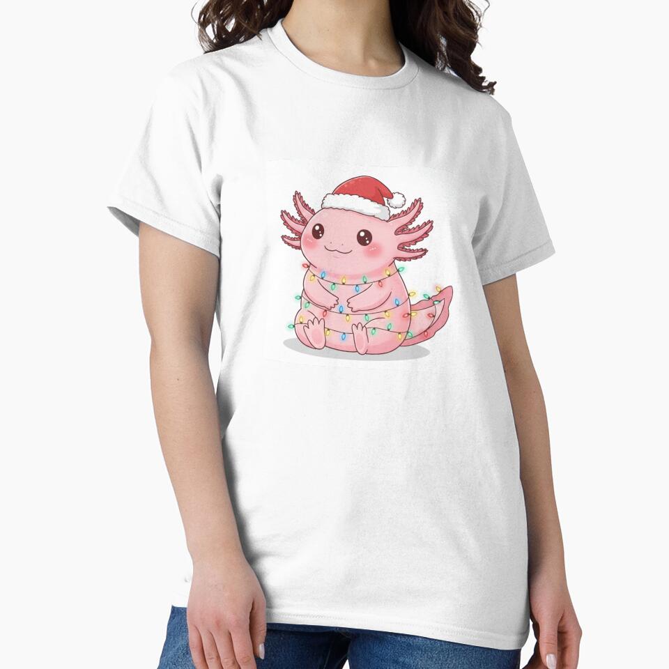 Axolotl Christmas light xmas santa hat holiday holidays funny cute kawaii by CheeseBlueprint