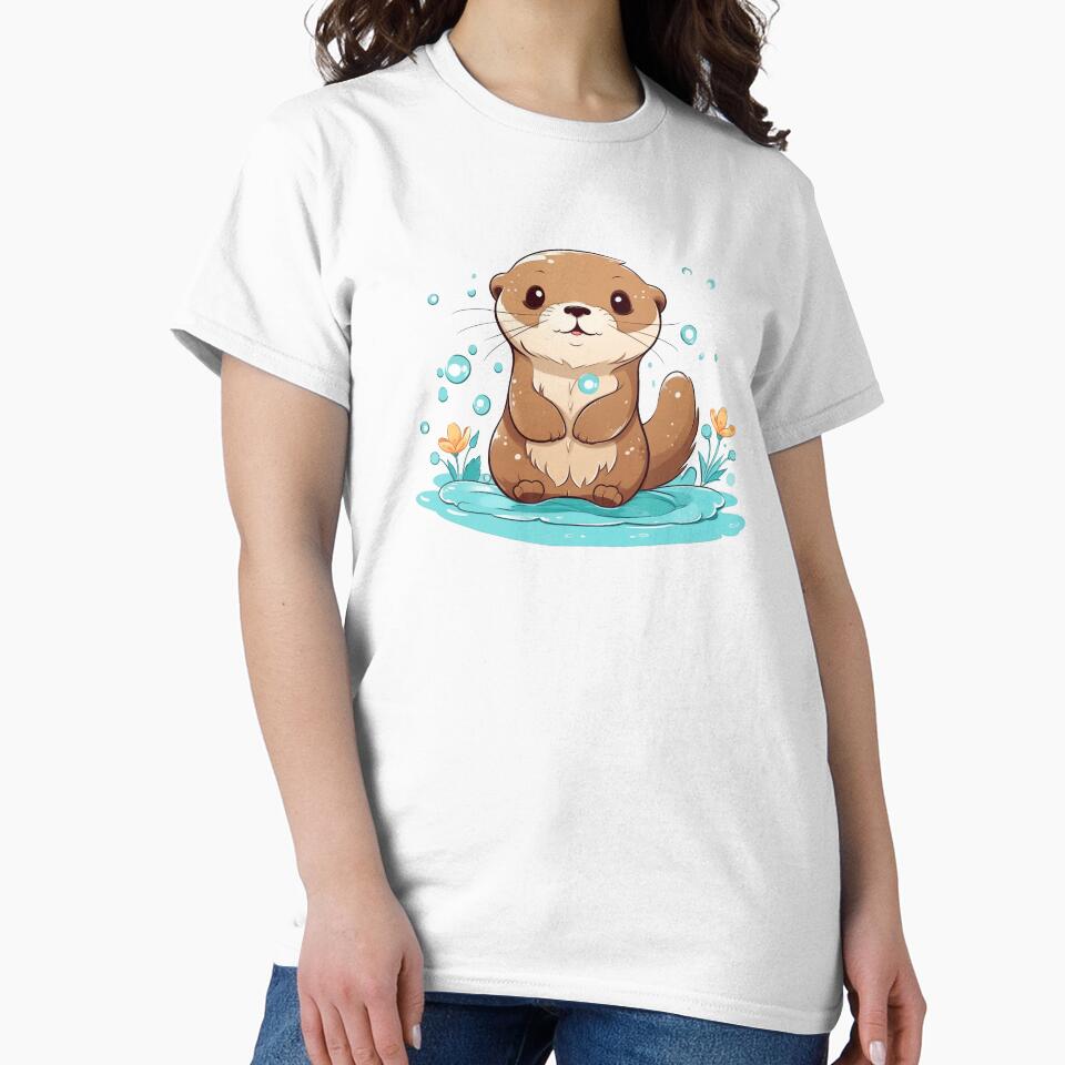 happy baby Otter in water by PandaKunst