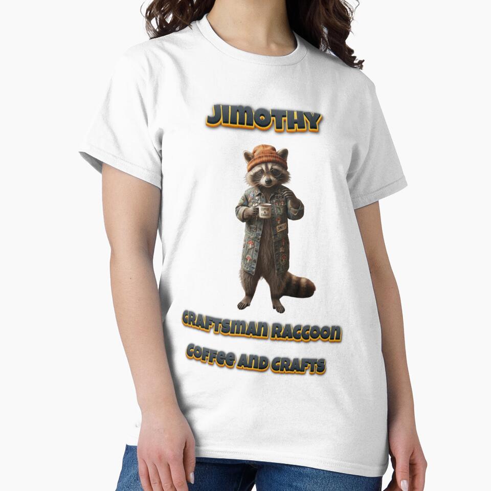Jimothy Raccoon The Adventurous Raccoon Coffee Lover Cute Animal Sticker & T-Shirt Design by Art Wave Studio
