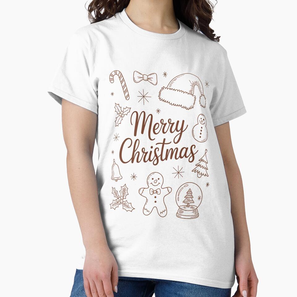 Merry Christmas Merry and Bright Christmas Hand Drawn Boho Christmas Coquette Christmas Tree by VENOM0RIOT