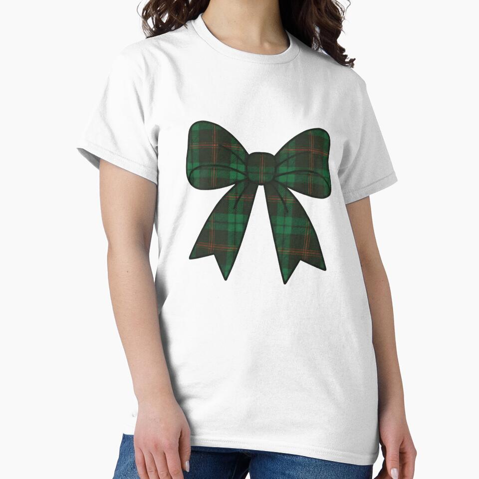 Cute Green Plaid Bow – Cozy Christmas Illustration by The High Hippo