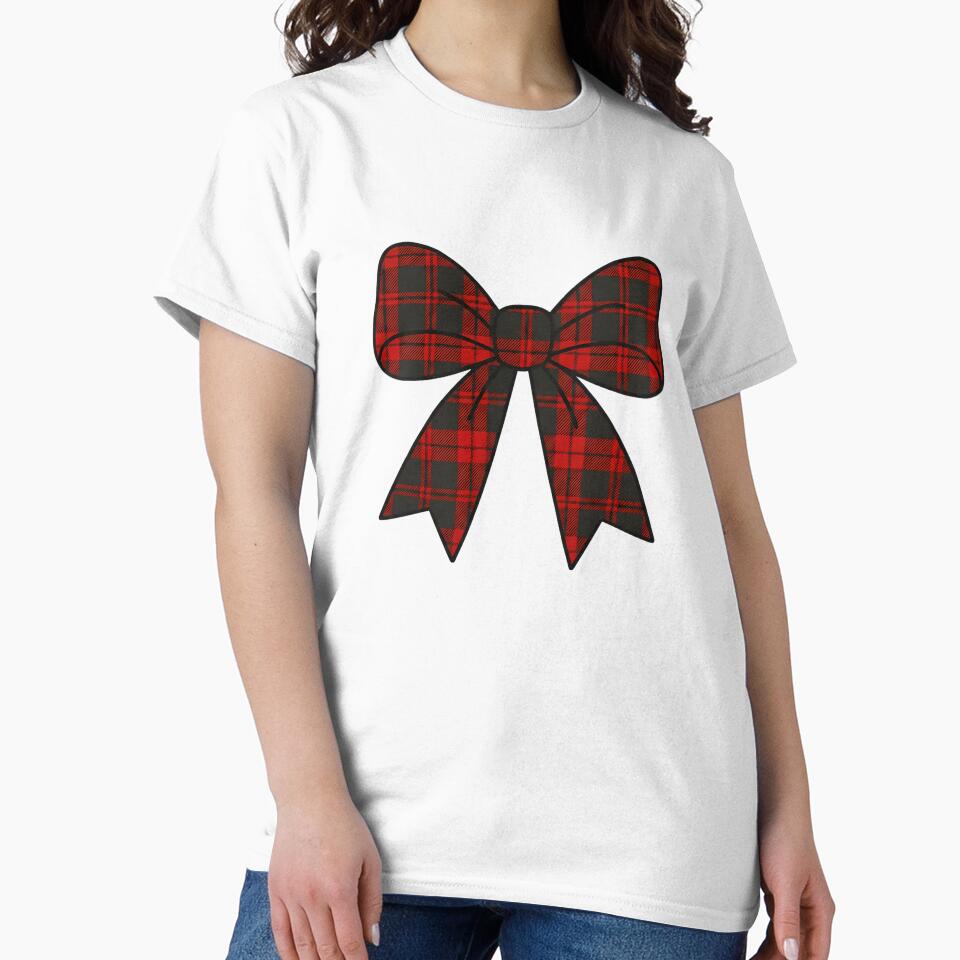 Cute Red Plaid Bow – Cozy Christmas Illustration by The High Hippo