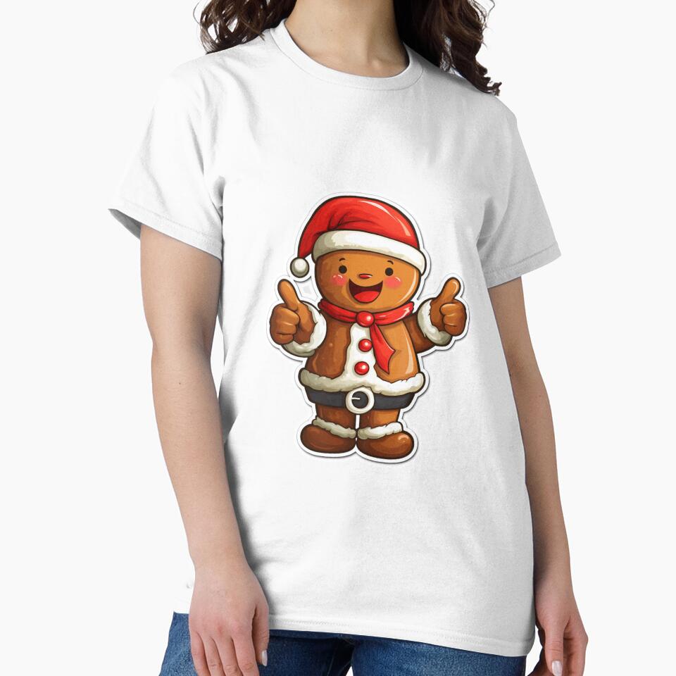 Gingerbread Christmas Thumbs Up | Sticker, T-Shirt by NicolasGlowArt
