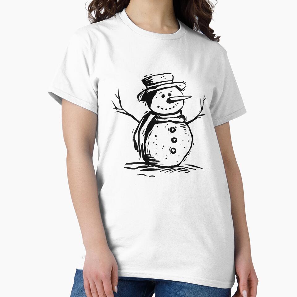 snowman winter funny holiday Christmas cute drawing by shantiru