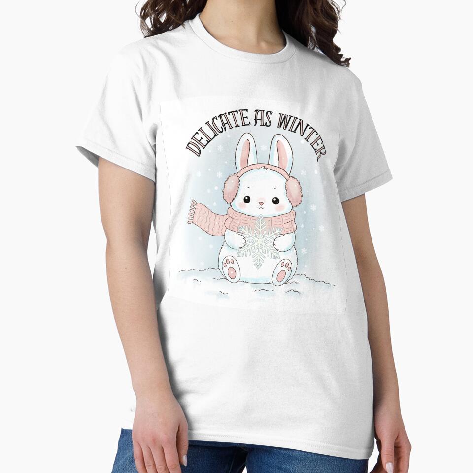 Delicate Winter Bunny – Soft Aesthetic Snow Art by Rexyy Studio