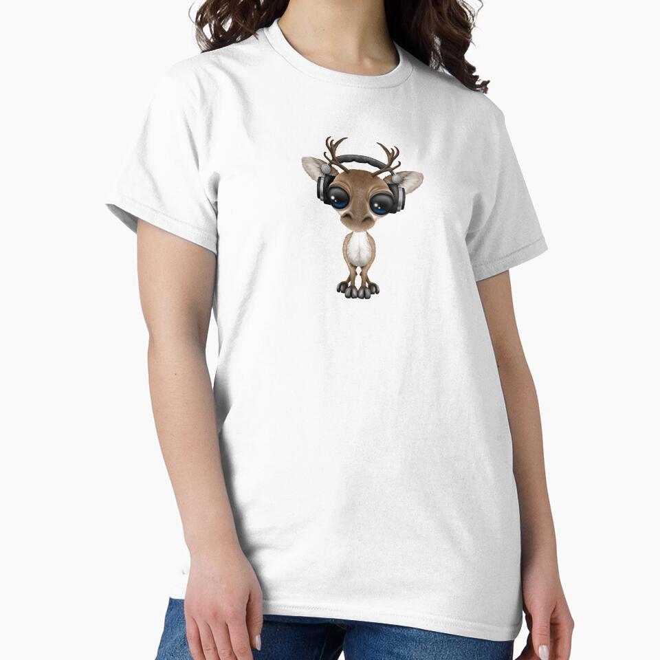 Cute Musical Reindeer Dj Wearing Headphones by JeffBartels