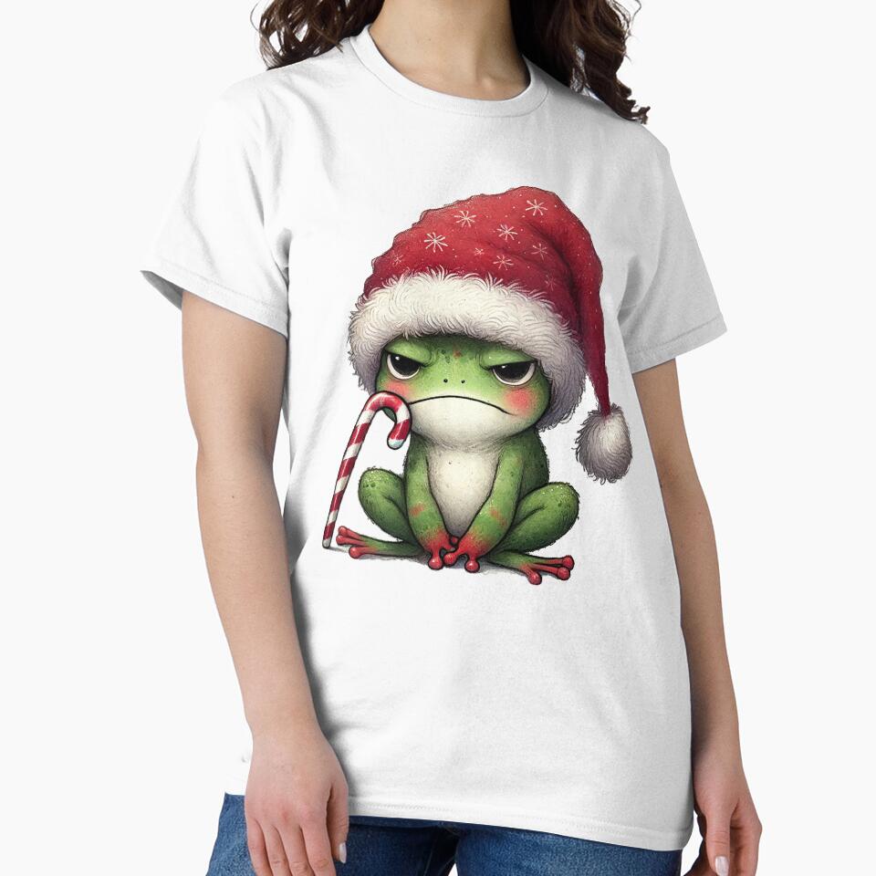 Grumpy Christmas Frog Holding Candy Cane by Sweetnotsour