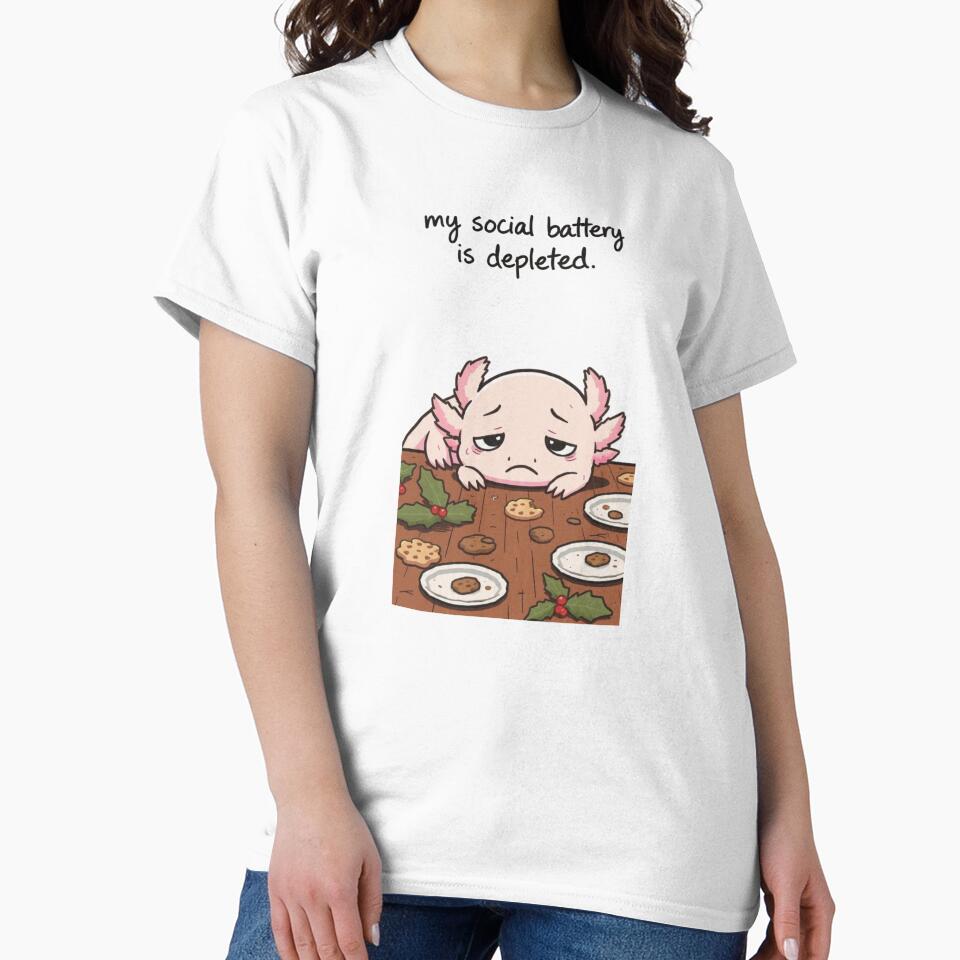 Tired Axolotl Holiday Humor – Funny Introvert Christmas Design by MadeByACJ