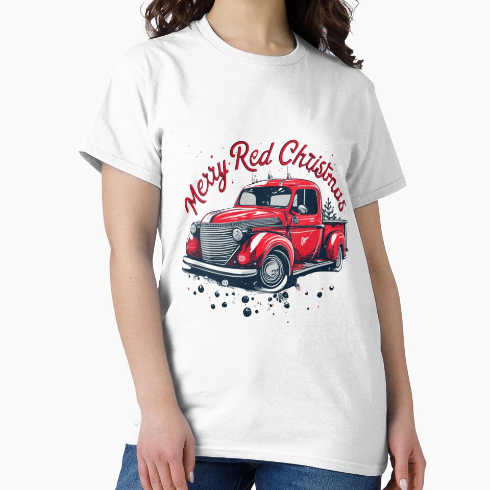Red Merry Christmas Vintage Red Santa Truck by OLIHESSEL