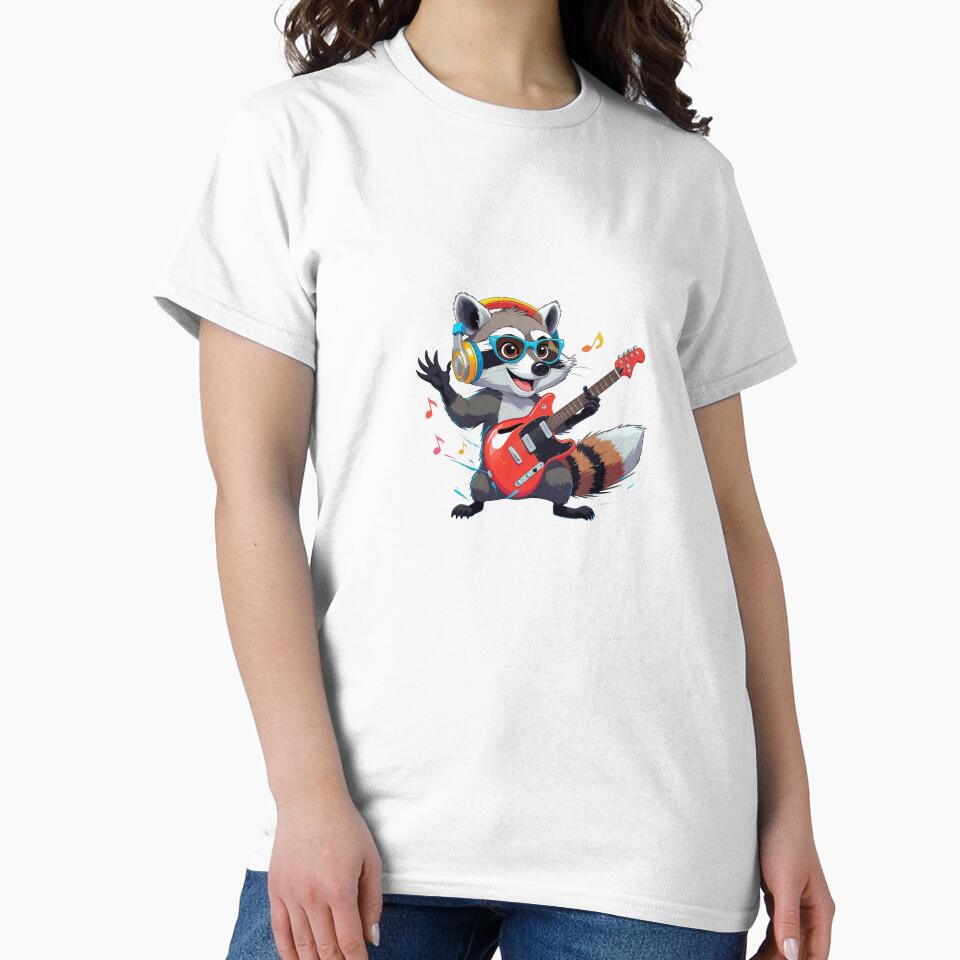 Rockstar Raccoon with Guitar | Fun Music Animal Illustration by raccoonmerch