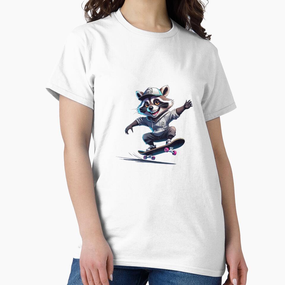 Cool Skater Raccoon with Cap | Urban Skateboard Animal Art by raccoonmerch