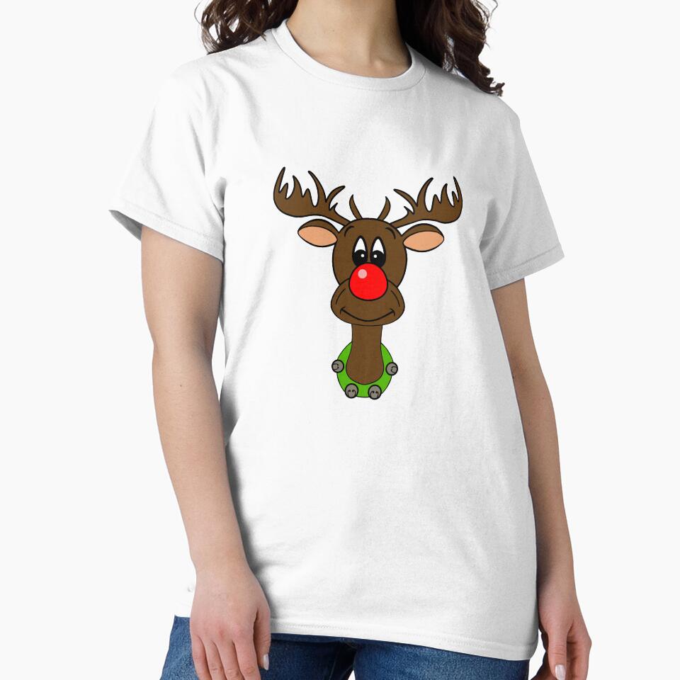 Cute Christmas Red Nose Reindeer by Sartoris Art