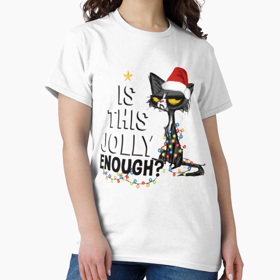 Black Cat Is This Jolly Enough Noel Cat Merry Christmas by AsTrooArts