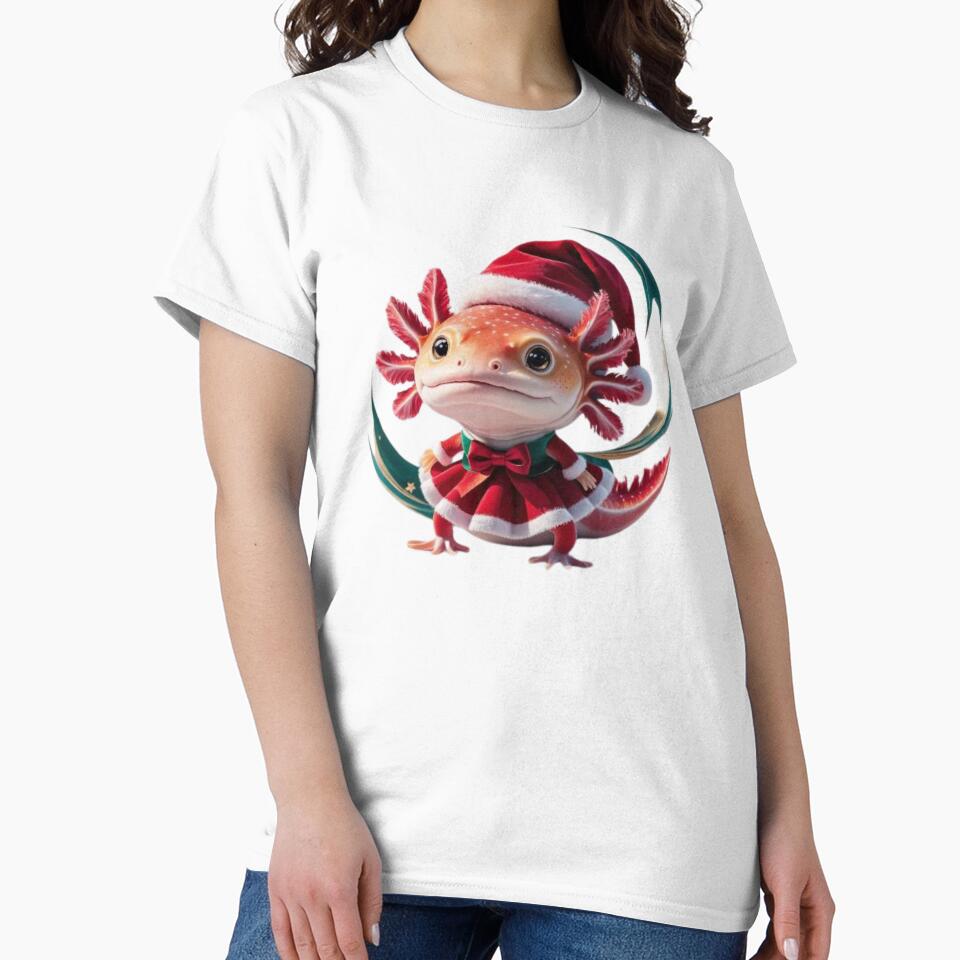 Cute Axolotl In Christmas Dress and Santa Hat by Jeniwe