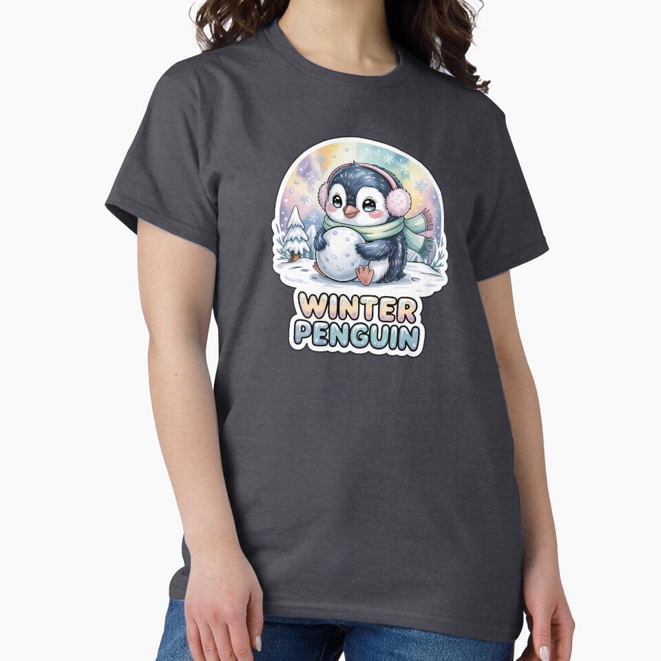 Winter Penguin Cute Snowball Sticker – Kawaii Chibi Penguin Winter Wonderland Art by Nuist25