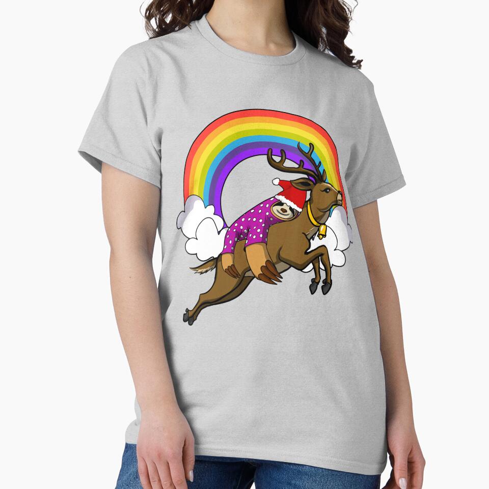 Lazy Sloth Santa Riding Christmas Reindeer by KlaraGeiler