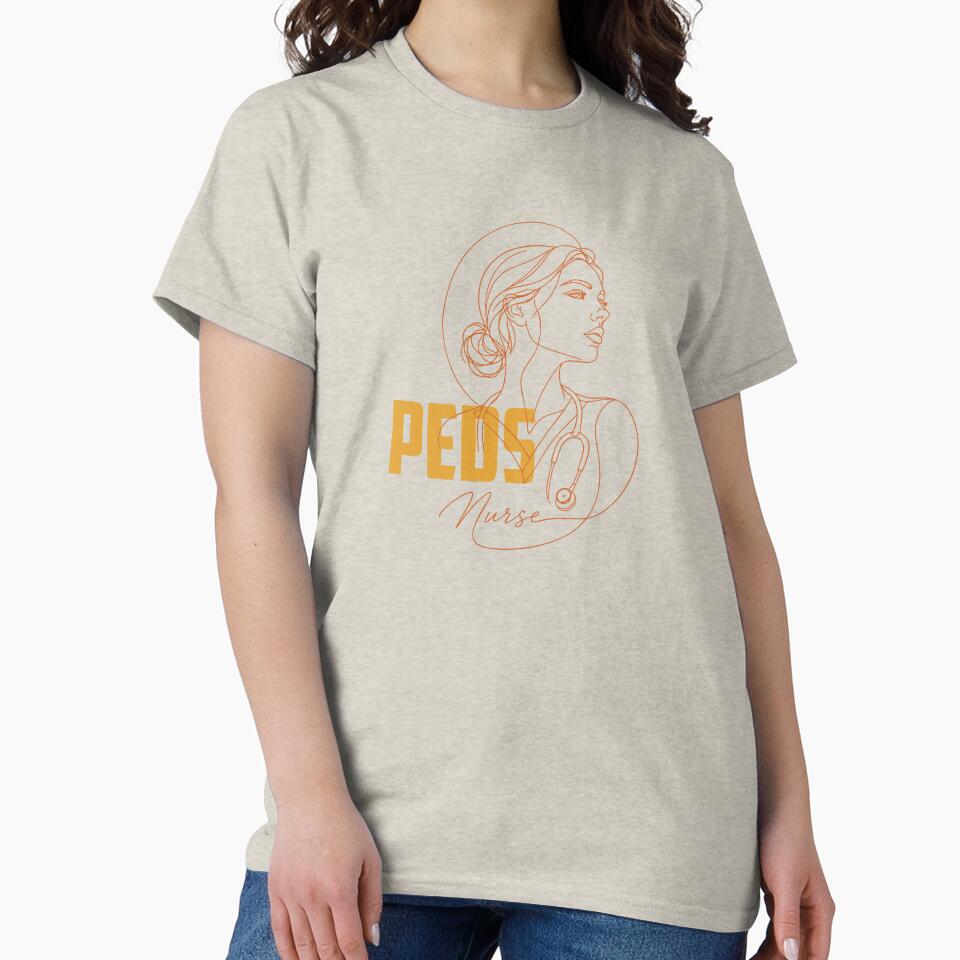 Peds Nurse Line Art — Pediatric Nurse Gift | Aesthetic RN Portrait Shirt by KiwyStudio