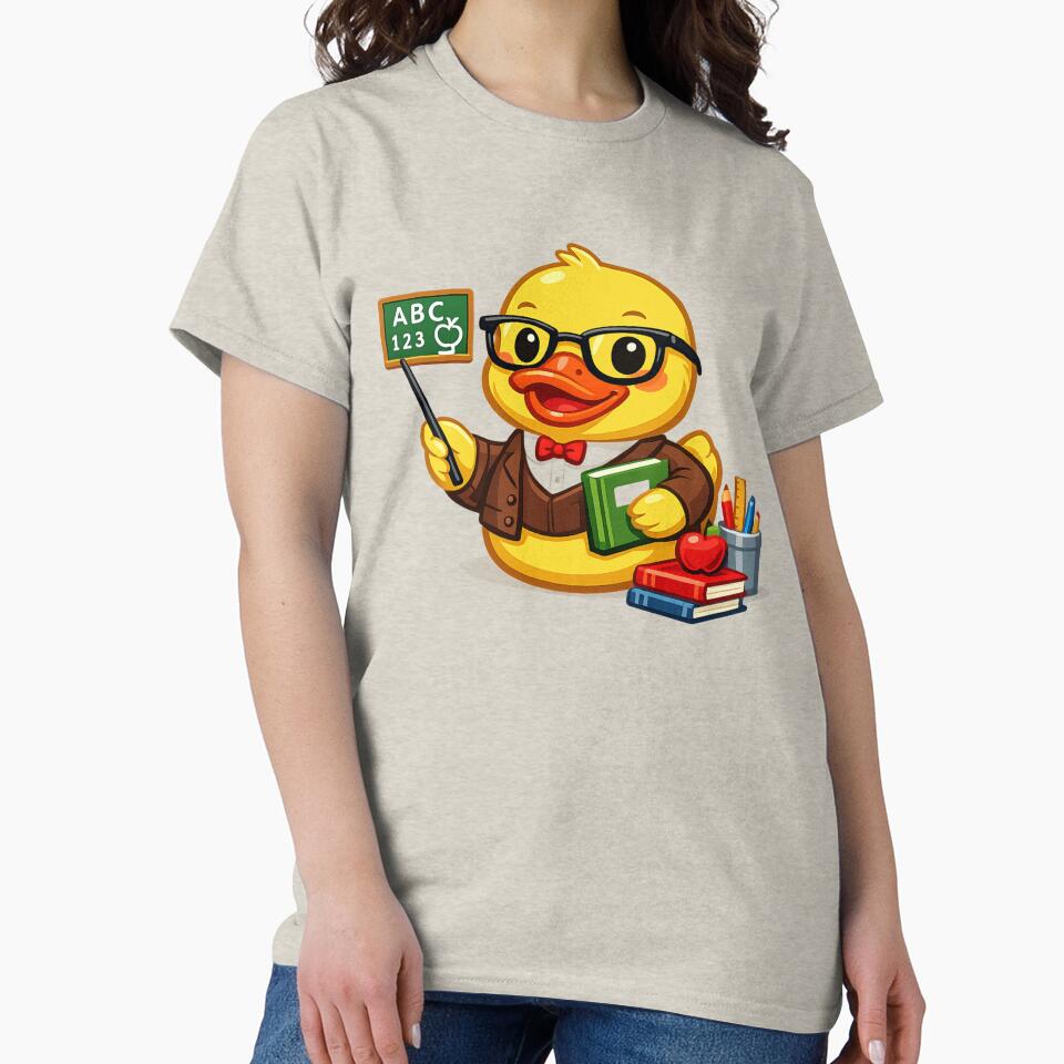 Funny Teacher Rubber Duck Cartoon Classroom Duck by BROHLine Studio