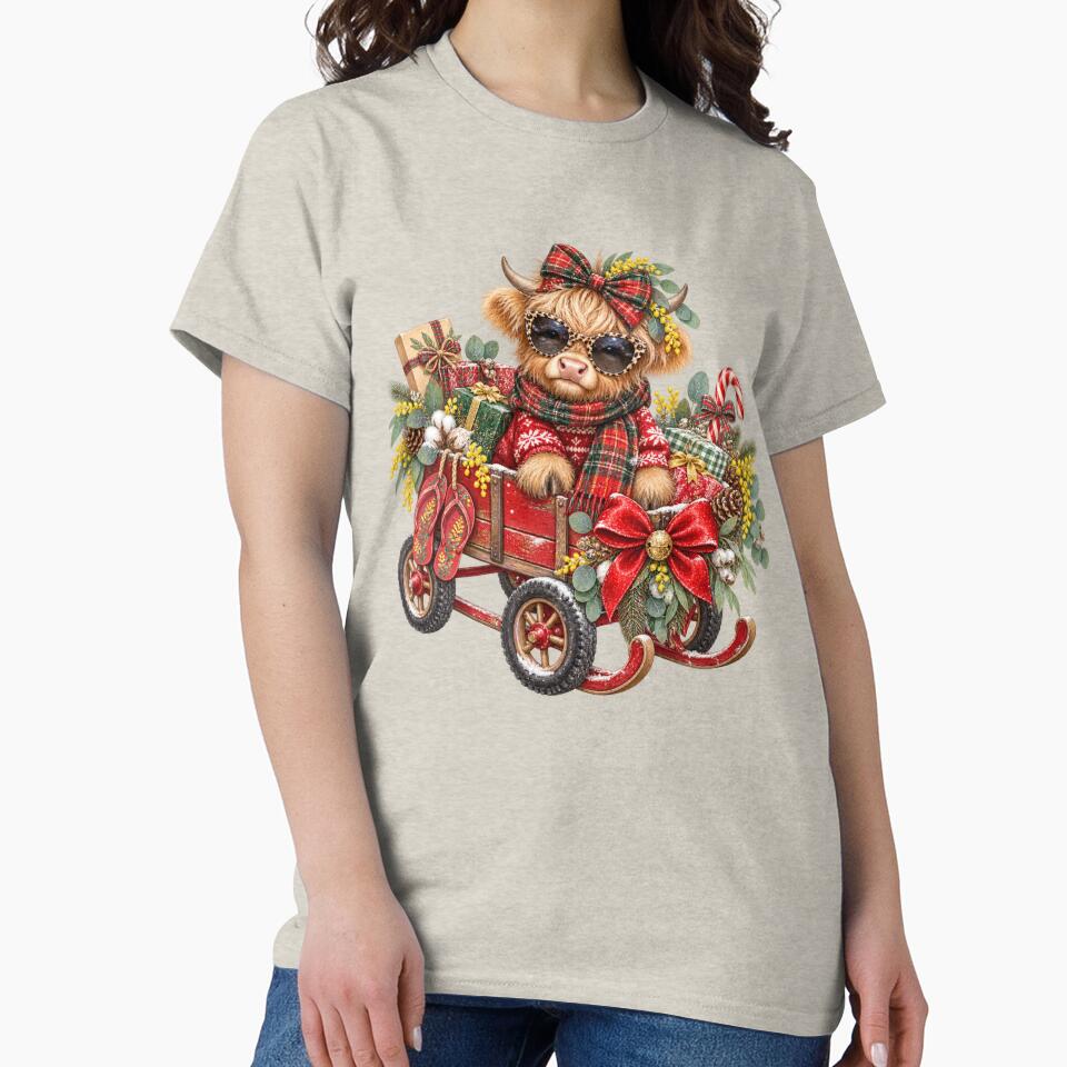 Highland Cow Christmas Cute Highland Cow Wagon Wattle Christmas by Yellowriversss