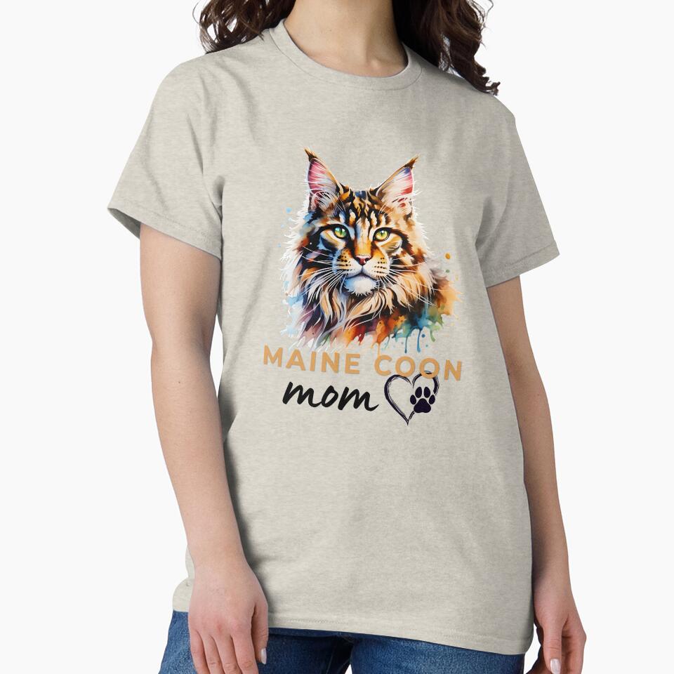 Maine Coon Mom Watercolor Design – Colorful Fluffy Cat Lover Gift for Maine Coon Owners by ArcticFoxStudio