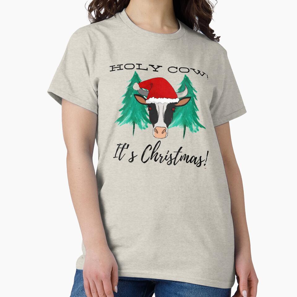Holy Cow It's Christmas - Cute Cow Design by FirnandArt