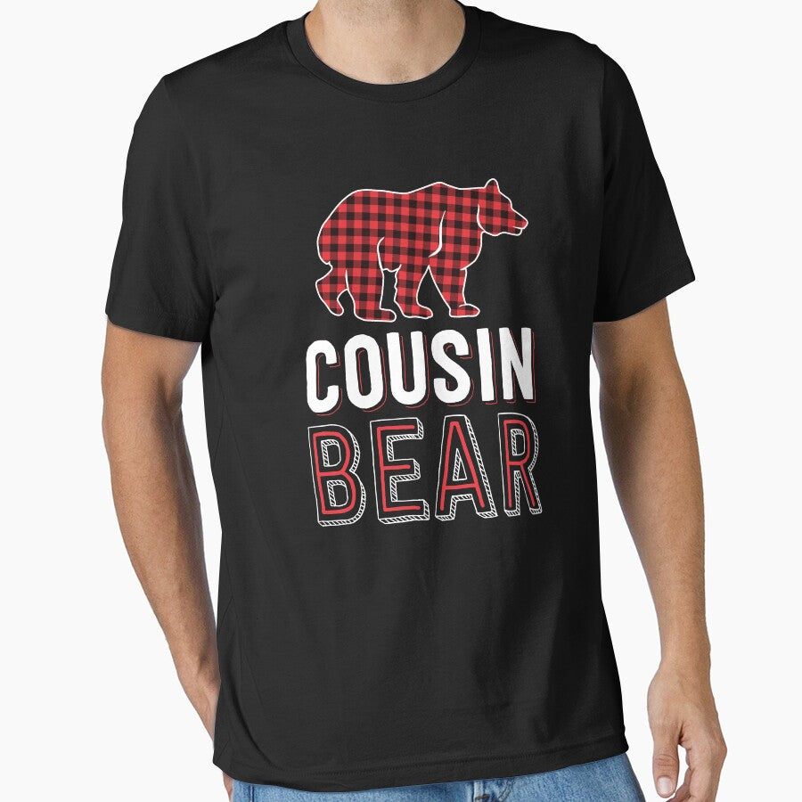 Cousin Bear Kid Red Buffalo Plaid Matching Family Christmas by 14thFloor