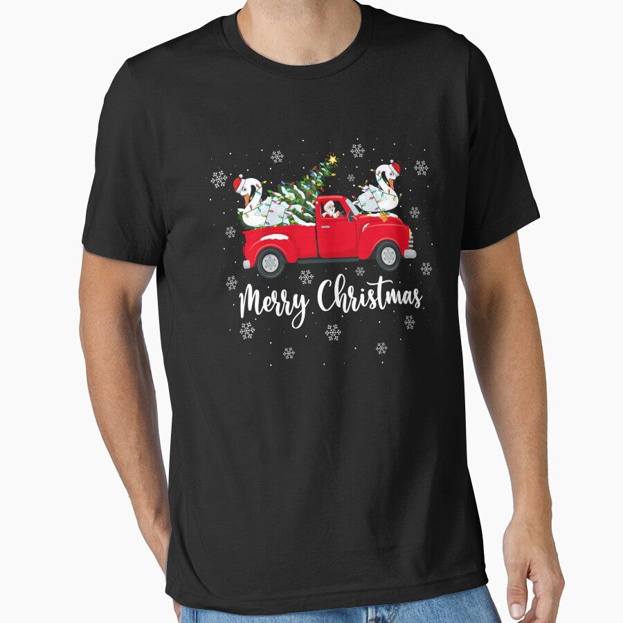 Santa Riding Christmas Tree Truck Swan Bird Christmas by saldcharig