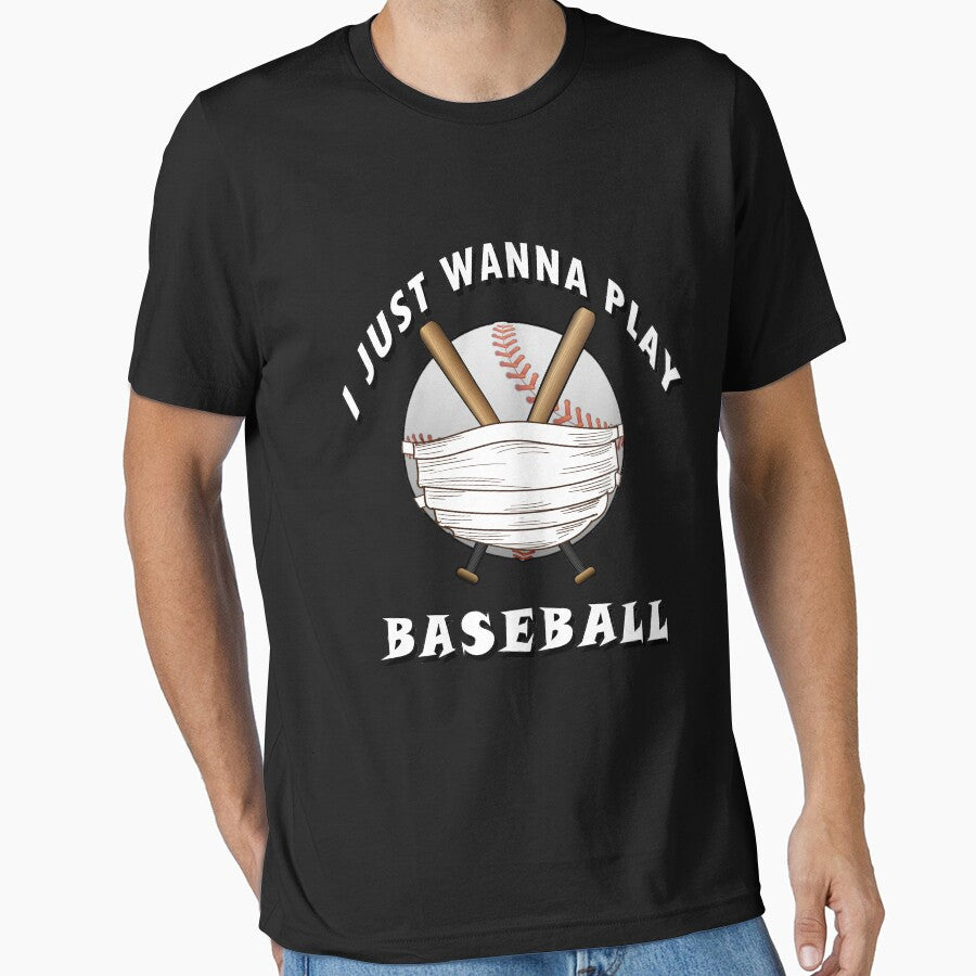 I Just Wanna Play Baseball Sports Fan Essential / Baseball Face Mask Funny Baseball Quarantine Gift Sports Premium by GENEPRO