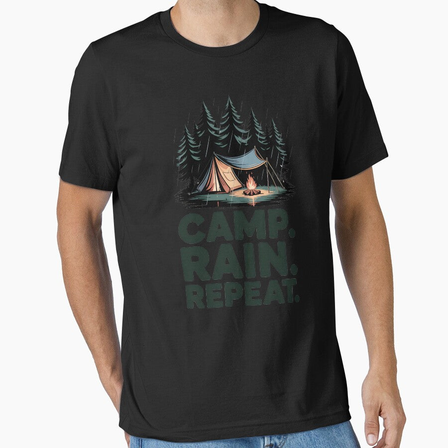 Rain Camping Camp Rain Repeat by MooonTees