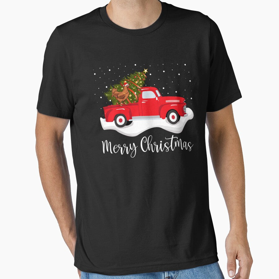 Red Truck Merry Christmas Tree Chicken Christmas by smithrnguurur