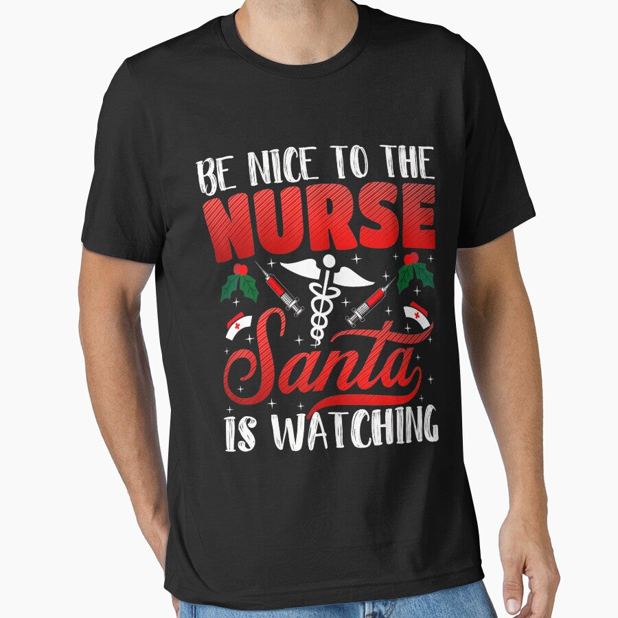The is Nurse Vintage Retro Santa Watching Classic To Christmas Be Nice Nurse by FrankyTepper
