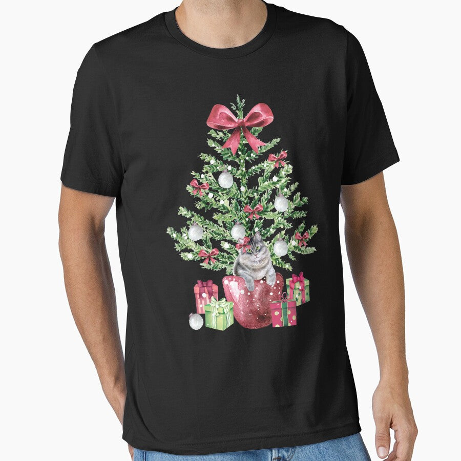 Cute Cat Christmas Meowy Christmas by AlexaTees