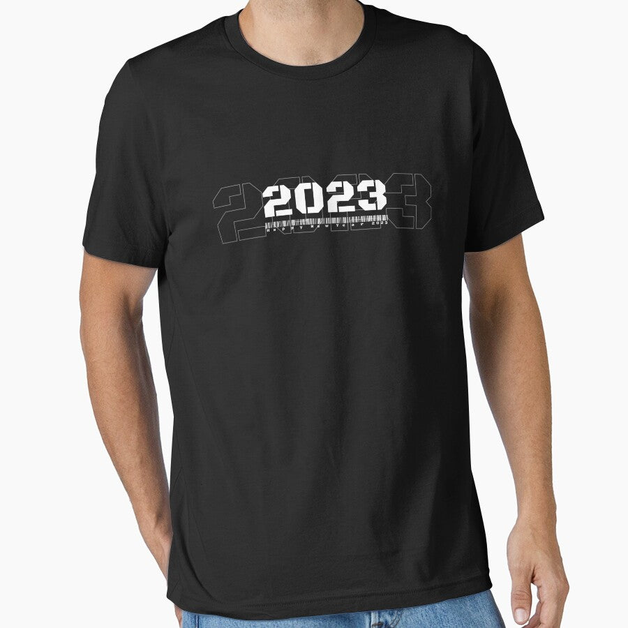 2023 Happy New Year Black and white can be worn to celebrate the new year as a family. party among friends Put on a group trip. by P-De-Design