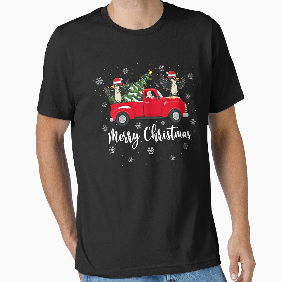 Santa Riding Christmas Tree Truck Woodpecker Bird Christmas by saldcharig
