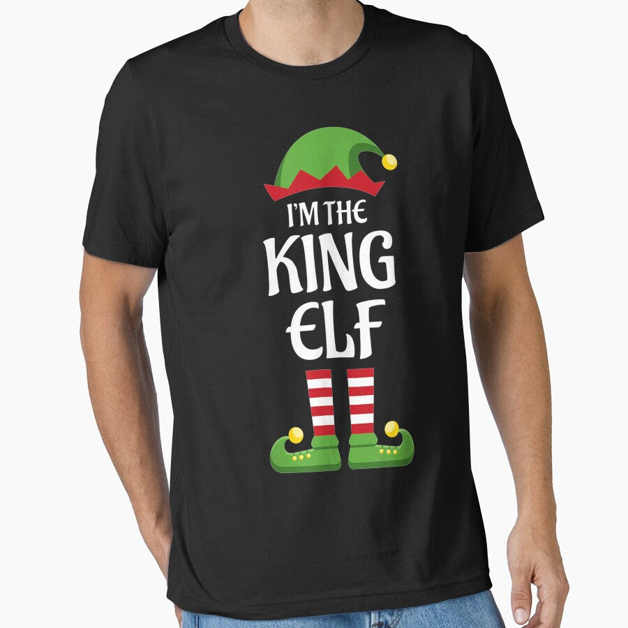 Mens I'M The King Elf Family Matching Group Christmas Gift Dad by ReeseTee