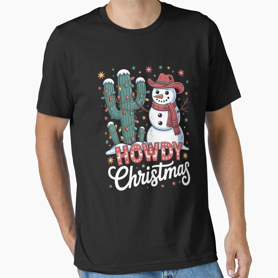 Howdy Christmas Western Snowman Cactus by johnertullio