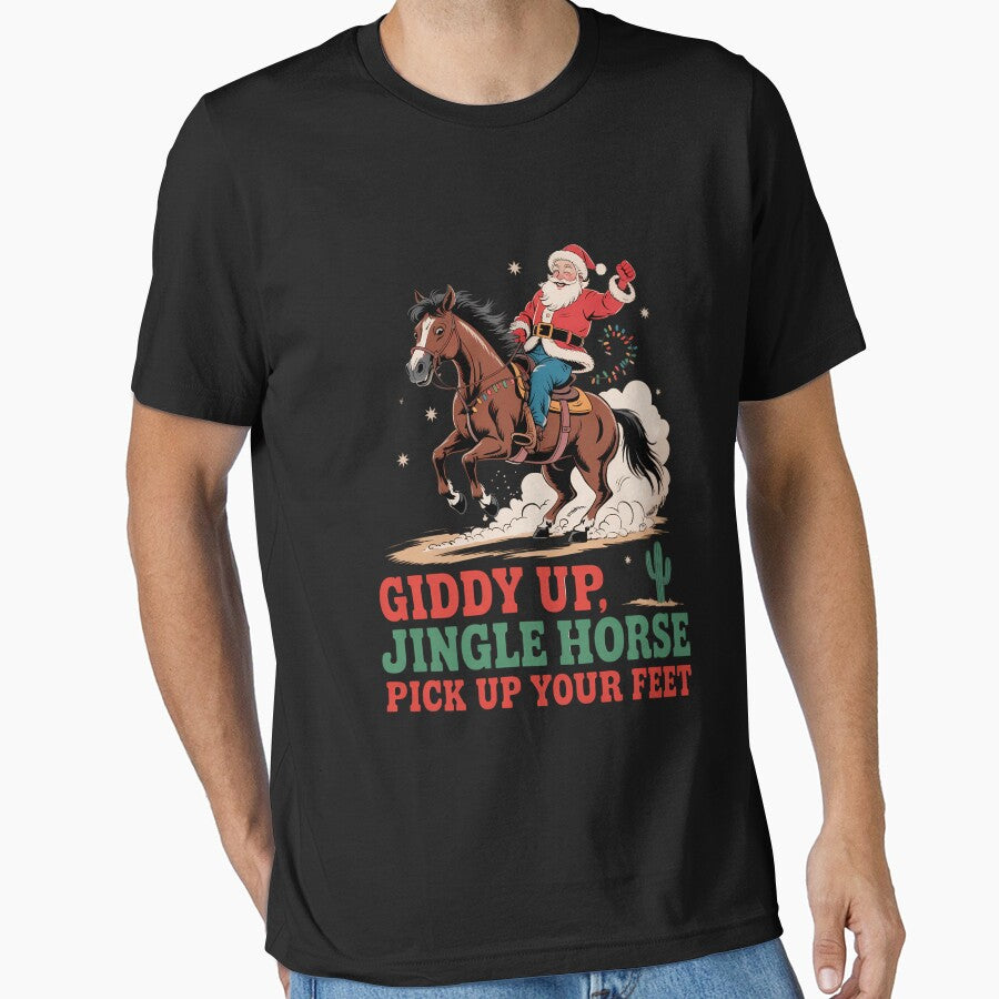 Horse Cowboy Santa Christmas Western Holiday Funny Xmas by WalshDrawnLaugh