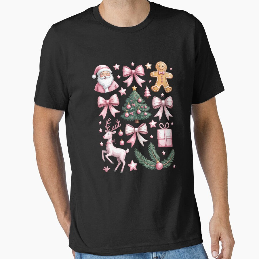 Cute Coquette Bow Pink Christmas Tree Santa Gingerbread Xmas by JonBarnes22