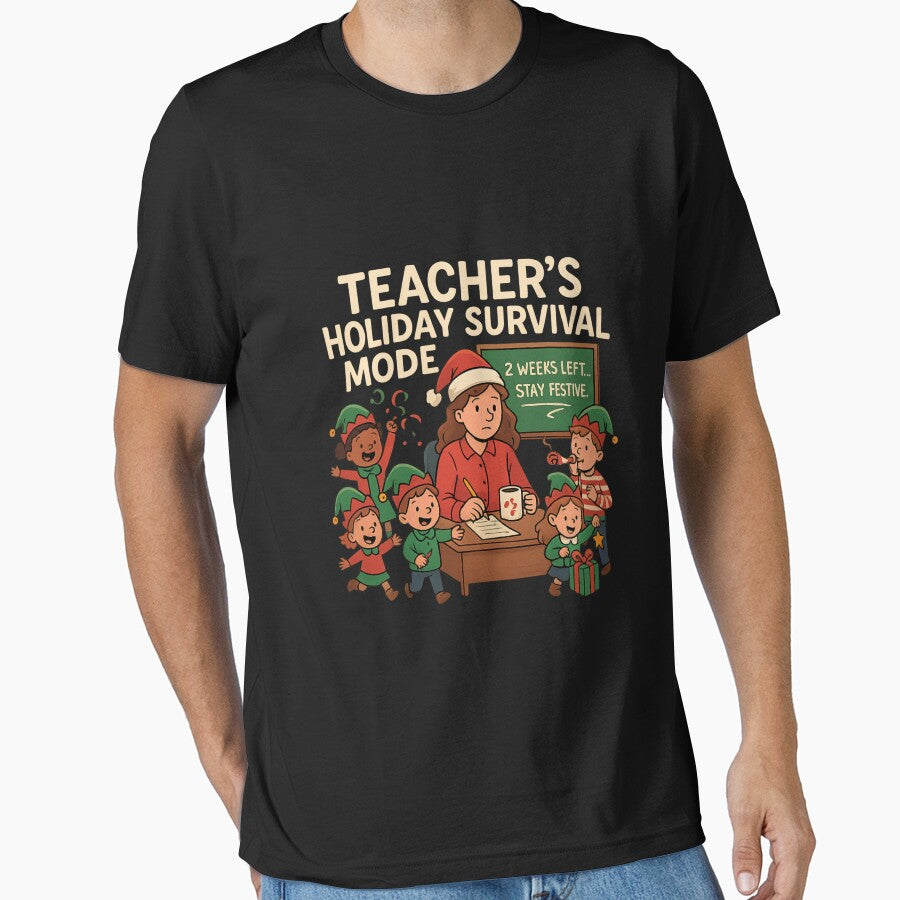 Teacher’s Holiday Survival Mode – Funny Christmas Teacher Shirt, Festive Classroom Humor Design by AddictiveDesign