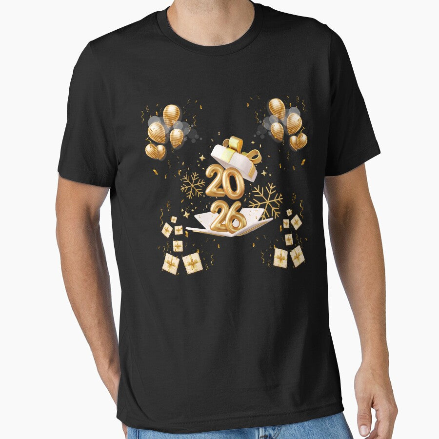 Minimal Abstract Face Line AHappy New Year 2026 Gold Celebration Design – Luxury Festive Balloons & Gift Boxesrt – Modern Black Aesthetic Illustration by ZYNORAworld