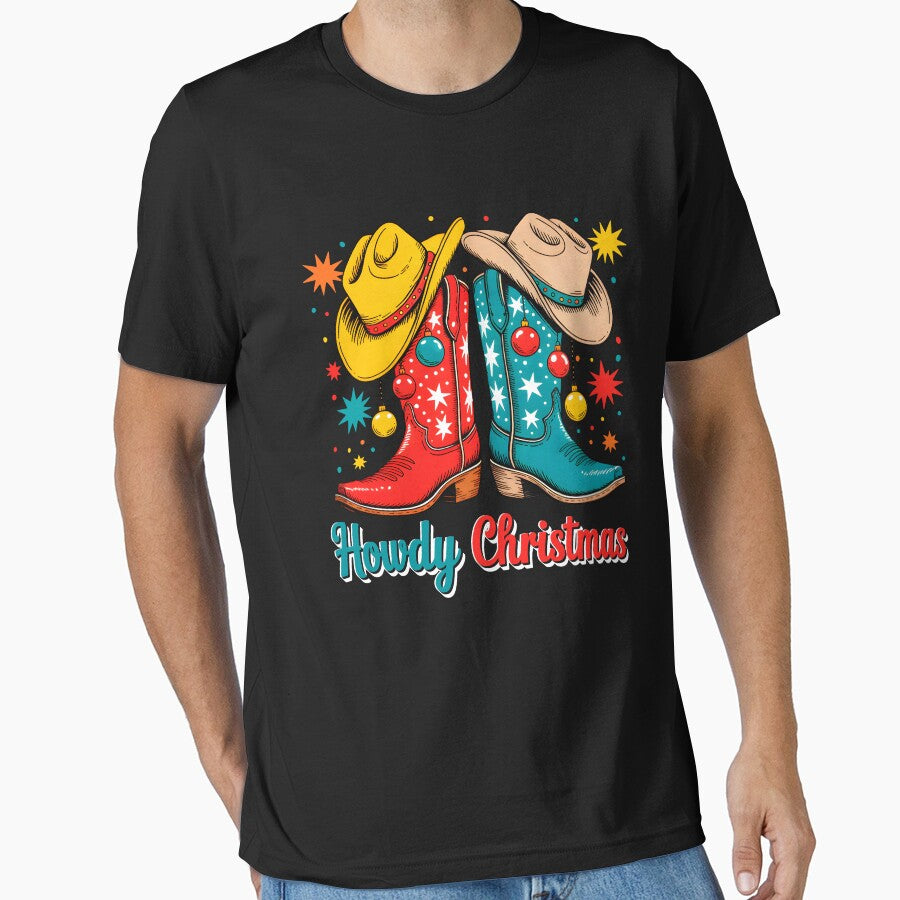 Howdy Christmas Xmas Cowboy Boots Western by wansilastomi