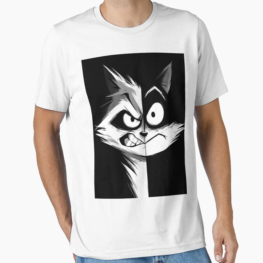 Funny Raccoon Meme Collection – Dual Personality Raccoon Face Funny Trash Panda Graphic Tee by MiraLumeStudio