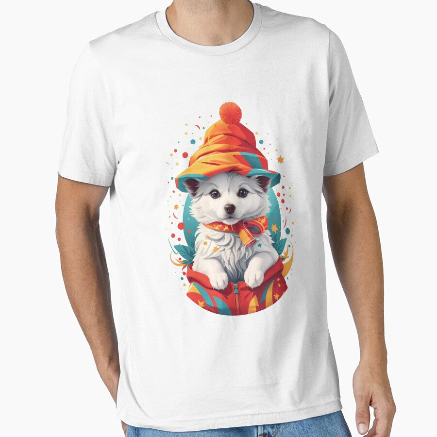Winter Whimsy: Adorable Puppy in a Hat and Scarf by Lahrochi