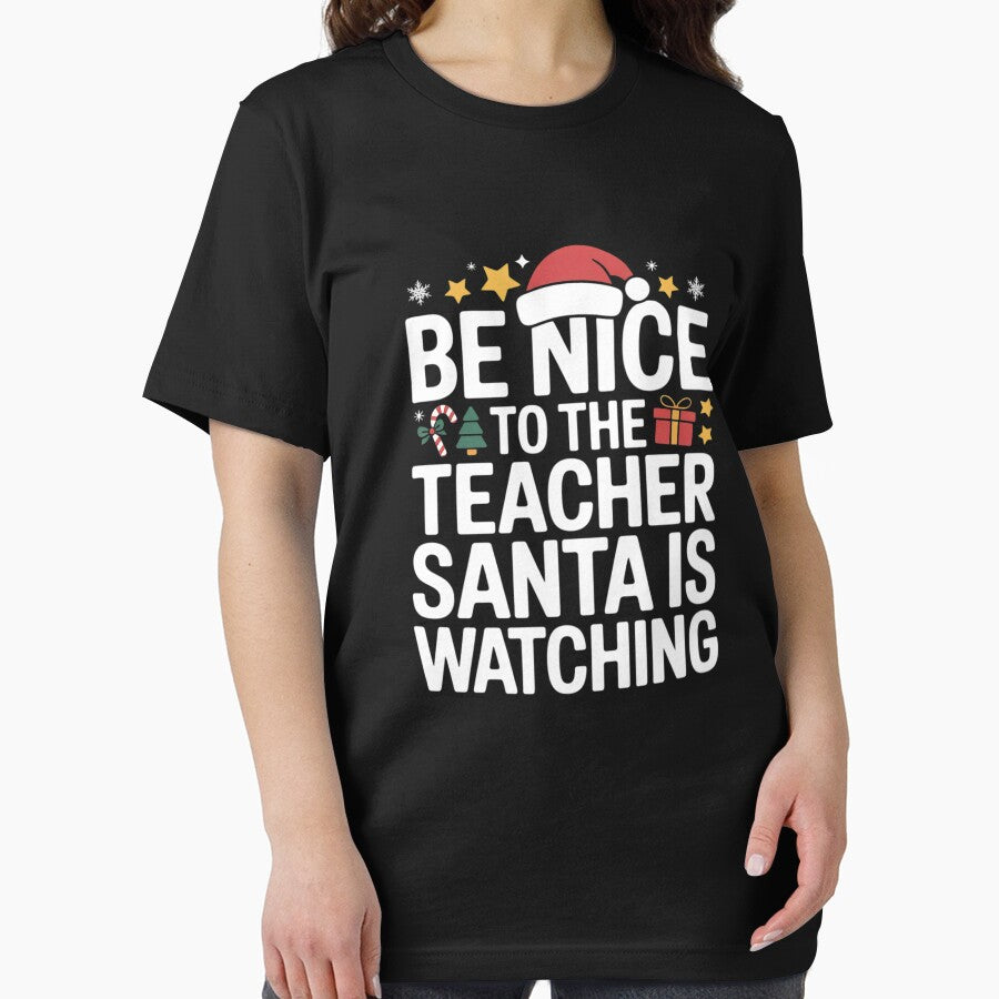 Be nice teacher santa watching xmas school students by angolinnArt