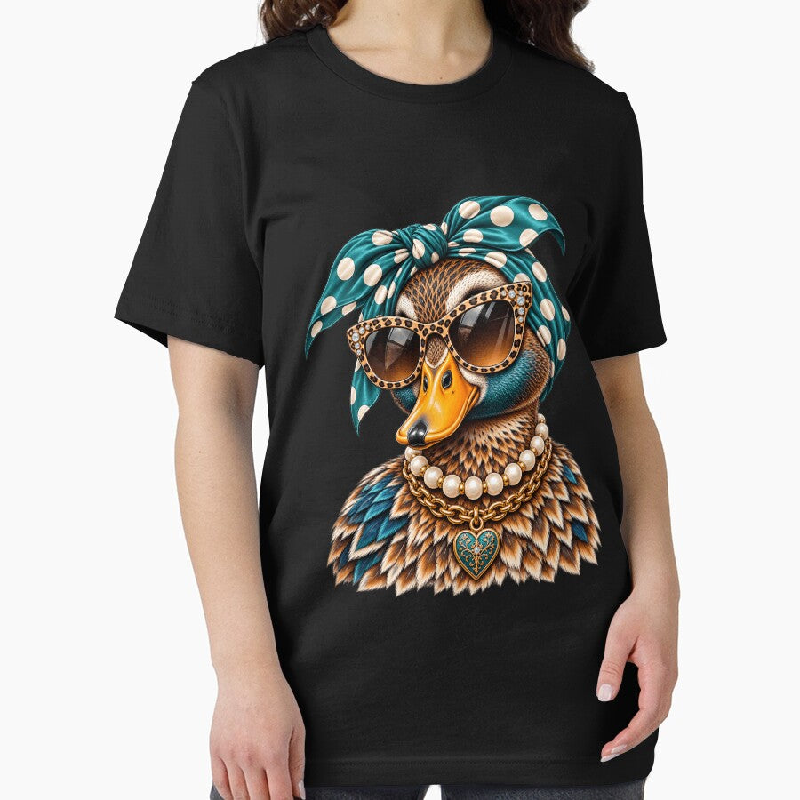 Glam Mallard Duck Duck Leopard Sunglasses Pearl Necklace Sassy Fashion Animal by 76Valeria