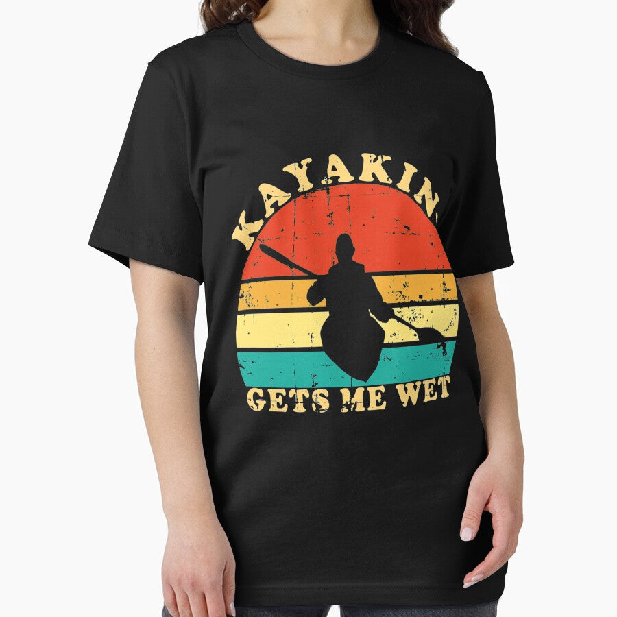 Kayaking Gets Me Wet Retro Vintage Kayaker Boating Paddling by Nikolanek