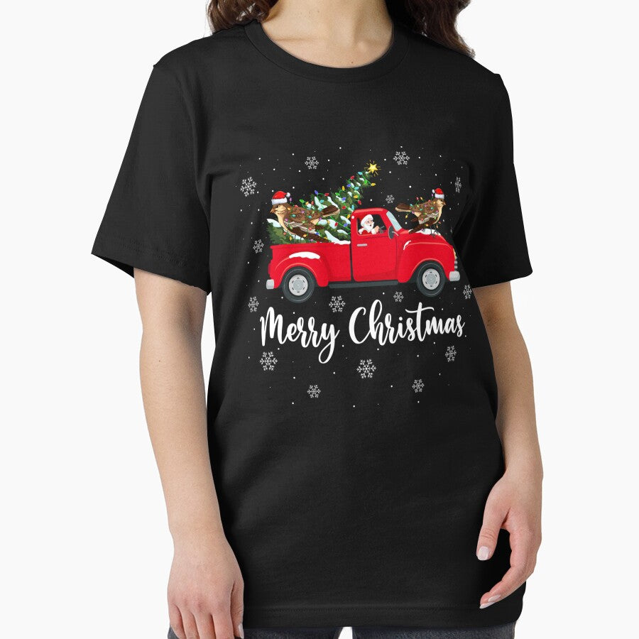 Santa Riding Christmas Tree Truck Sparrow Bird Christmas by saldcharig
