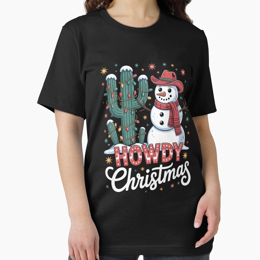 Howdy Christmas Western Snowman Cactus by johnertullio