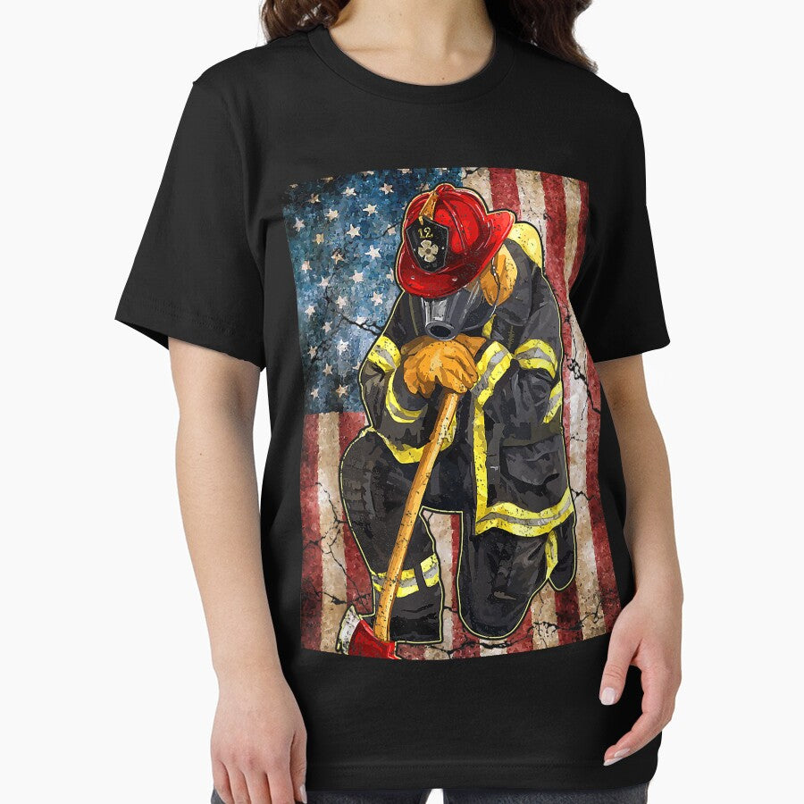 USA Flag Firefighter Fireman Tired Fight For Dad Brother by Chad6438
