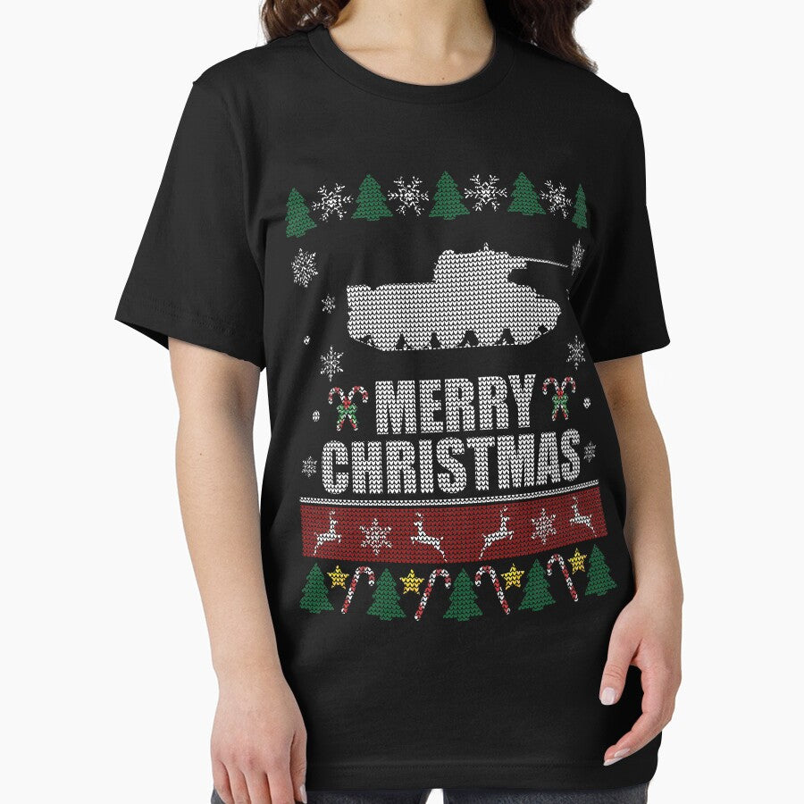 Ugly Christmas Sweater War Military Tank Vehicle by Sleazoid